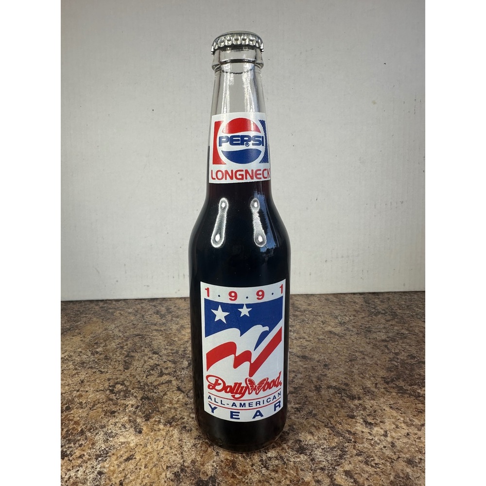 Vintage 1991 Pepsi Longneck Bottle Dollywood All American Year Collectible